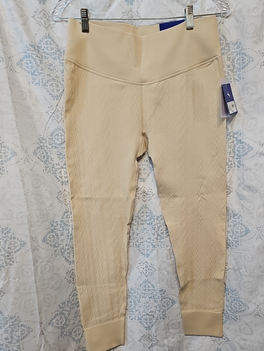 Cream Knit High-Waist Women's Leggins